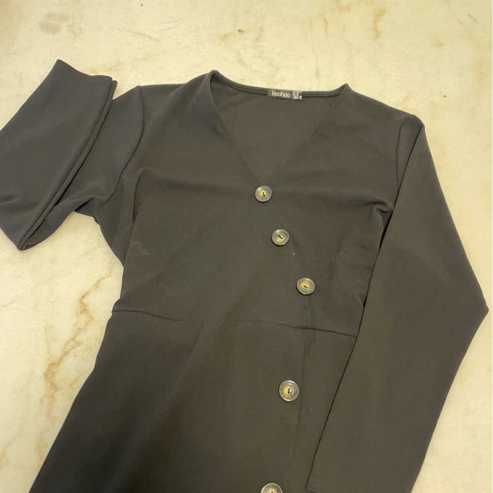 Mini Black Dress with Buttons